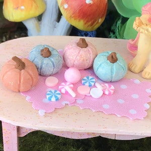 Pretty in Pastel Pumpkins, Fairy Garden, Dollhouse, Miniatures, Miniature, Light Pink, Baby Blue, Light Turquoise, Peach, Pastels, Small image 9