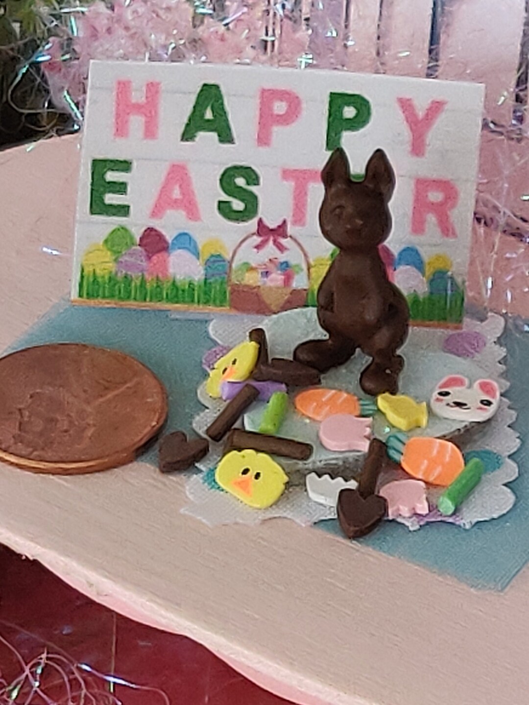 Hippity Hop Chocolate Bunny With an Easter Sign and Candies - Etsy