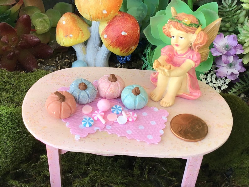 Pretty in Pastel Pumpkins, Fairy Garden, Dollhouse, Miniatures, Miniature, Light Pink, Baby Blue, Light Turquoise, Peach, Pastels, Small image 1