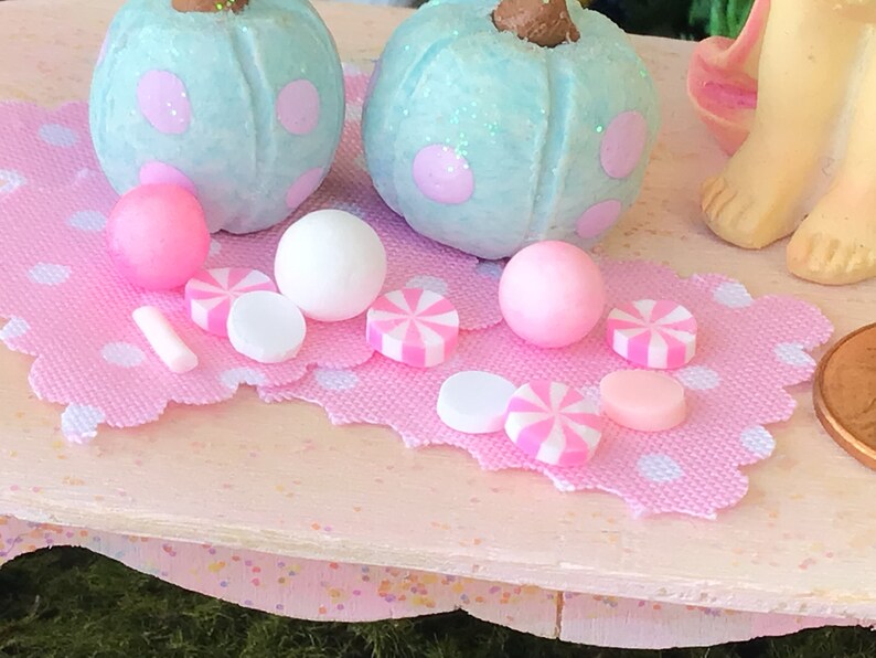 Pretty in Pastel Pumpkins, Fairy Garden, Dollhouse, Miniatures, Miniature, Light Pink, Baby Blue, Light Turquoise, Peach, Pastels, Small image 8