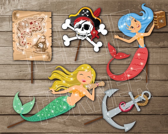 NEW 25 Pirate Pete Fairy Digital Download Party Props, Pirate