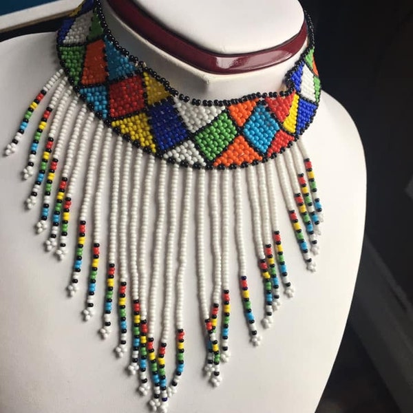 Hanging Zulu bead necklace