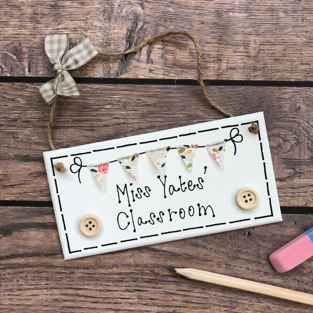 Personalized Teacher Desk Sign: Handmade Classroom Door Plaque - Etsy