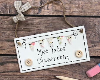 Personalized Teacher Desk Sign: Handmade Classroom Door Plaque