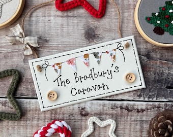 Personalized Caravan Plaque: Handmade Family Holiday Keepsake