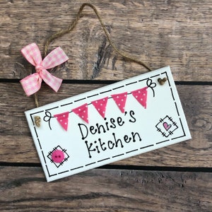 Letrero de cocina, placa para el nuevo hogar, regalo para hornear cupcakes, decoración colgante personalizada