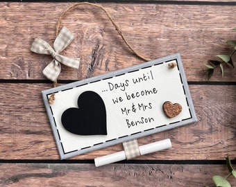 Personalized Wedding Countdown Chalkboard: Engagement Gift