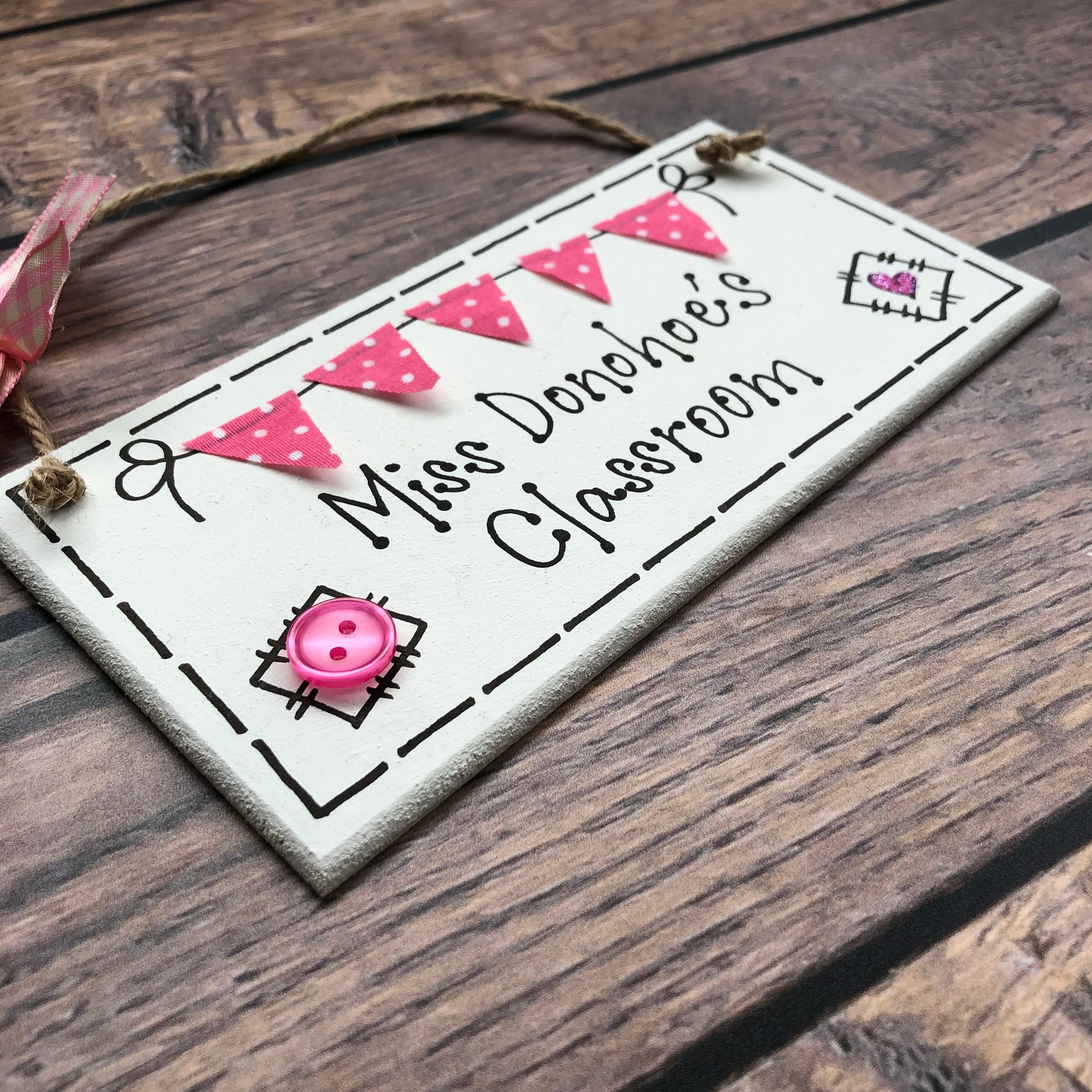 Personalized Teacher Classroom Sign: Handmade Wooden Name Plaque - Etsy