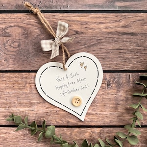 Panneau de mariage personnalisé carte cadeau en bois suspendu coeur plaque faite main Mr & Mrs couple décoration souvenir rustique pour toujours