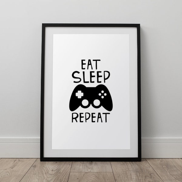 Gaming print, Boys gifts, Gaming wall art, Gifts for teenagers, Gaming decor, Eat sleep game repeat, Gaming gifts, Gaming sign, Boys decor