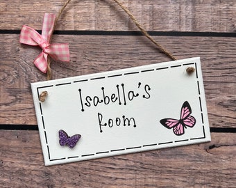 Personalized Girls Room Sign: Handmade Wooden Name Plaque