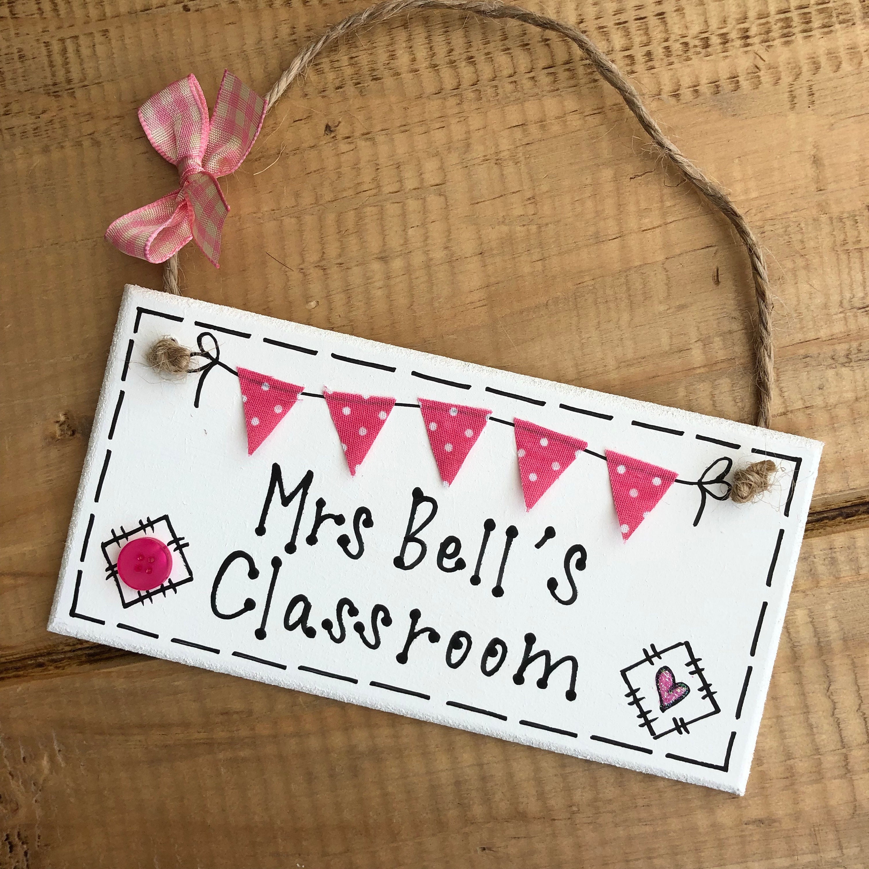 Personalized Teacher Classroom Sign: Handmade Wooden Name Plaque - Etsy