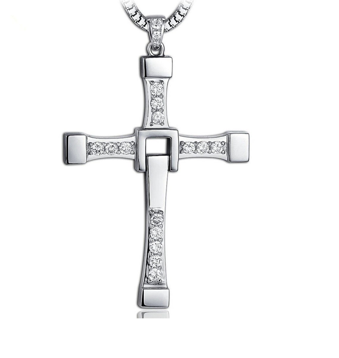 Men Cross Necklace Pendant Furious Silver Plated Diesel Etsy UK