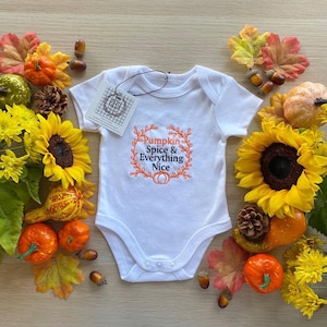Pumpkin Spice Baby Onesie | Fall Unisex baby Pumpkin BodySuit | Halloween Onesie for babies | Autumn Baby Onesies |baby grow vest