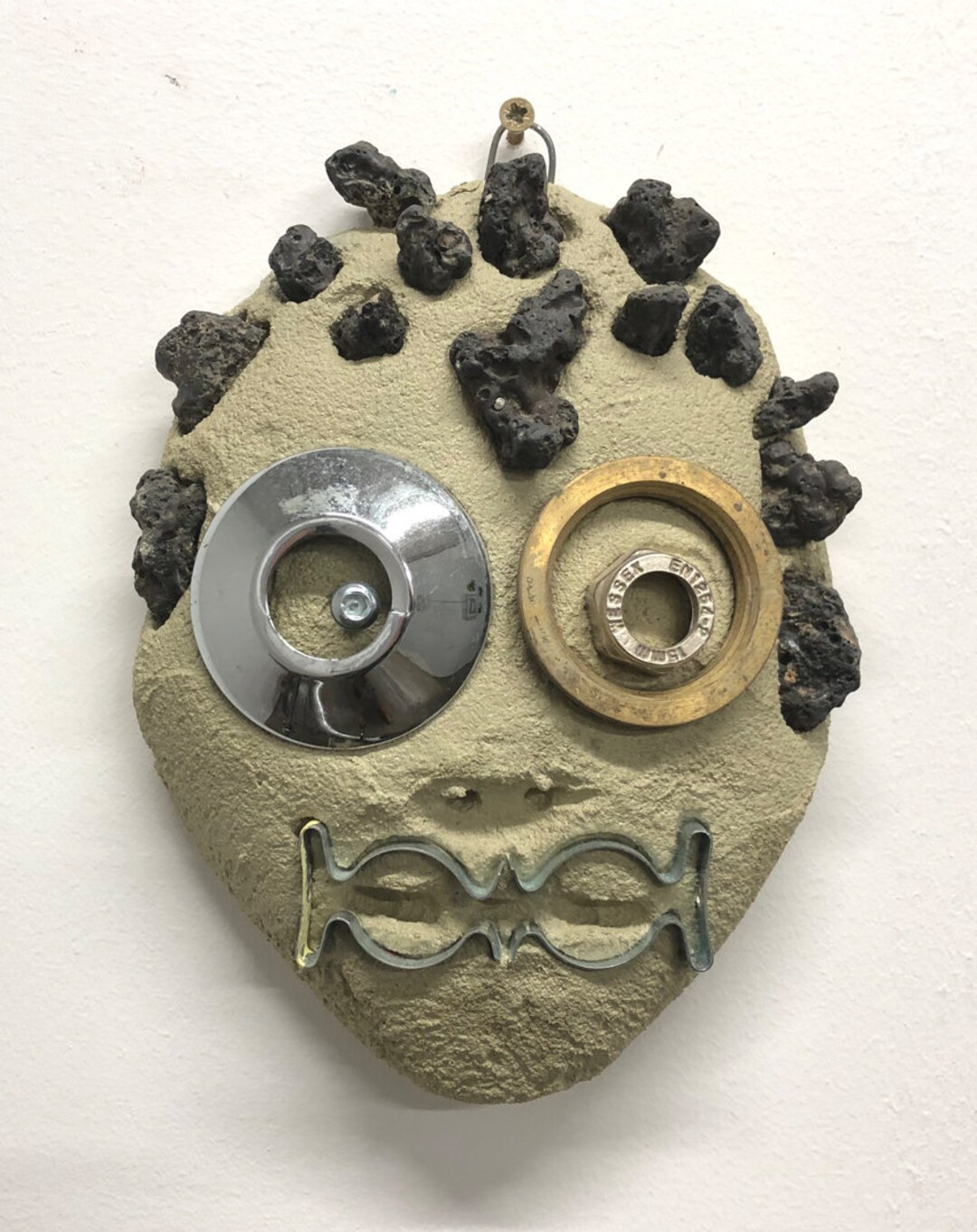 Emotion Face Using Found Object Lava Head, Found Object Face, Recycled Art, Re-loved, Repurposed Object ...