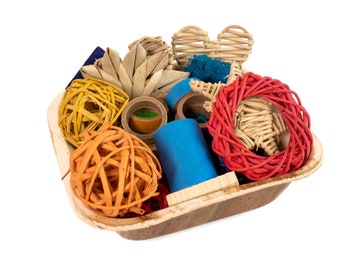 Tiny Treasures II - Basket of Small Animal Chew Toys, Loved by Hamsters, Mouse, Gerbils, Rats and Guinea Pigs, Great Gift Basket