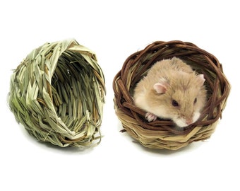 Mini Seagrass Bowls - Set of Two - Perfect for Gerbils,  Hamsters, Guinea Pigs, Bunny Rabbits or Chinchillas, Great Natural Chew Toy