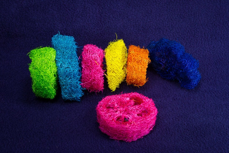 Colored Loofah Slices Guinea Pig Hamster Bunny Rabbit Chinchilla Toy Loofa Chew Toy for Small Animals