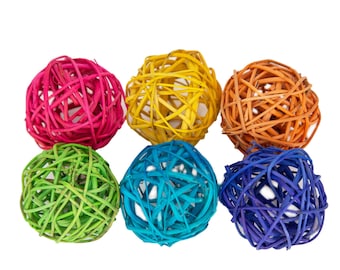 6 Munch Balls - Woven Natural Vine Toys for Small Animals