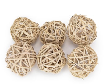 6 Munch Balls - Woven Natural Vine Toys for Small Animals