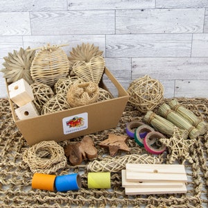 Funtime Toy Basket of Chew Toys - For Bunny Rabbits, Guinea Pigs, Rats and Hamsters
