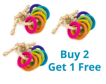 Rainbow Rings on Sisal - Toy for Bunny Rabbits or Guinea Pigs
