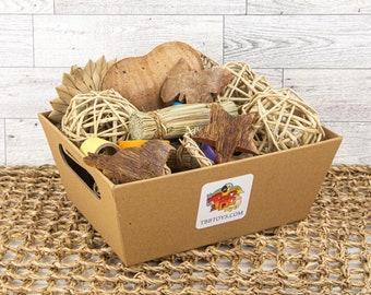 Funtime Toy Basket of Chew Toys - For Bunny Rabbits, Guinea Pigs, Rats and Hamsters