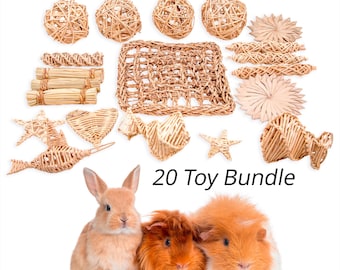 Natural Nibbles Chew Toy Collection for Bunny Rabbits, Guinea Pigs, Chinchillas - Great Gift, Free Shipping
