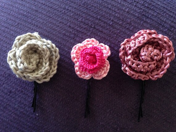 Baby Hair Clip Pink Flower Bobby Pins Hair Pins Crochet Hair Etsy