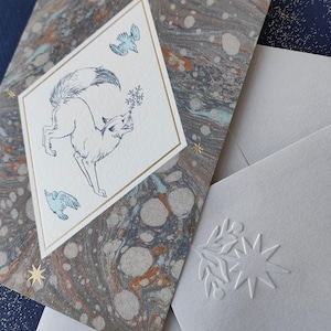 Renard - Carte de voeux avec décor - Hiver / Noël / Noël / Nouvel An - Enveloppes gaufrées