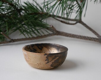 Tiny golden dish - Handmade Ceramic Wheelthrown