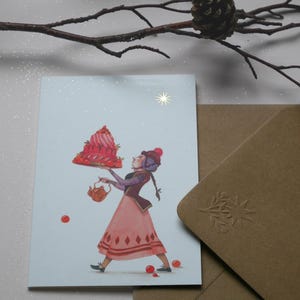 The Baker - Foiled Greeting Card - Winter / Christmas / Yule / New Year - Embossed envelope