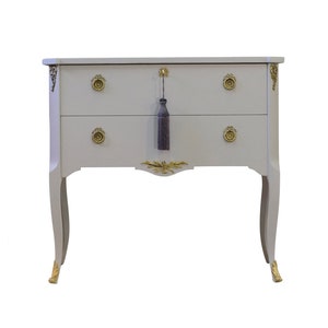 Gustavian Style Commode in Grey with Brass Details