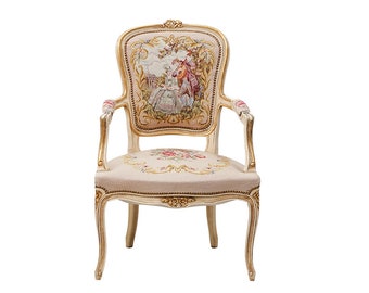 Louis XV Style Armchairs with tapestry upholstery