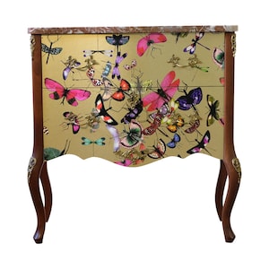 Classic Rococo  Style Chests with Gold Christian Lacroix Design and natural marble top