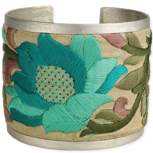 Flower Embroidered Elegance Cuff Bracelet