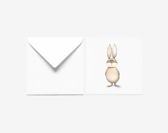 Bunny baby card, Greeting card with a cute bunny, Hand Illustrated, Baby shower favors, Birthday card, Baby shower gift girl