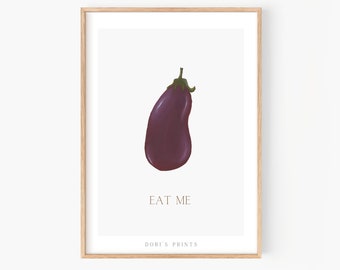 Vegetable prints wall art, Eggplant wall art, Eggplant Illustration, Food Art Print, Minimalist print, Kitchen art