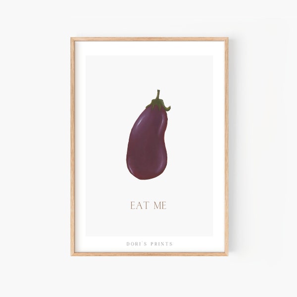 Auberginen-Druck, Küche Wandkunst, Gemüse Poster, Küchen Dekor, Obst und Gemüse Wand Kunst