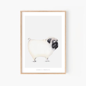 Pug print, Pug Gift, French bulldog gifts, Black and white art, Gift for dog lover, French bulldog wall art
