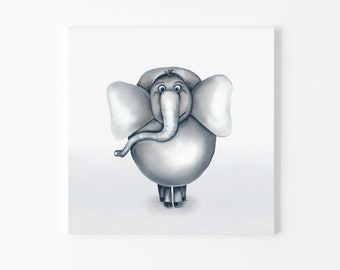 Cute Elephant Print on Canvas, Elephant Decor, Nursery Prints, Nursery wall decoration Safari, Elephant canvas