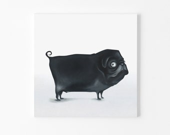 pug mops Rasse Hunde Hunderasse Fine Art Print Aquarell Silhouette Profil Poster Kunstdruck Plakat modern ungerahmt DIN A 4 Deko Wand Bild