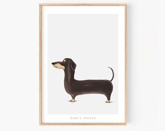 Dachshund Wall Art Gift for dog lover Dog Portrait funny print