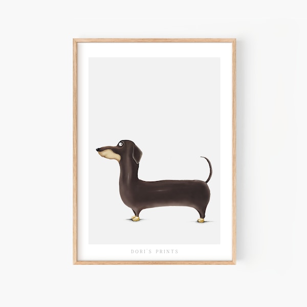 Dachshund Wall Art Gift for dog lover Dog Portrait funny print