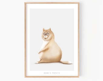 Cat wall art portrait cat lover gift poster print