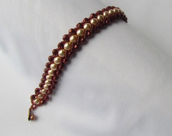 Pearl & Fire Polish Bracelet, Golden Peach Pearl Bracelet