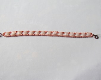 Light Pink and Orange Beaded Bracelet