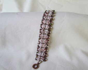 Copper Splash and Brown Iris Ginkgo Beaded Bracelet
