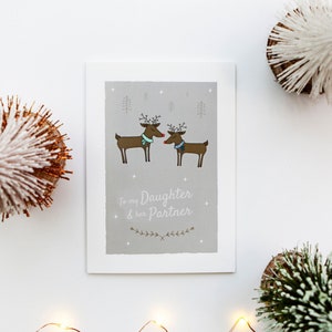 À ma fille et sa carte de Noël partenaire, carte de voeux de renne, carte de Noël LGBT, fille et femme, petite amie, belle-fille
