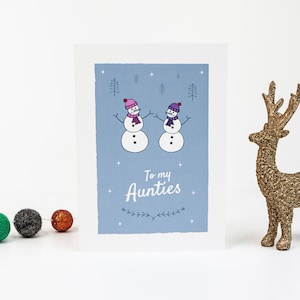 À ma carte de Noël de tantes, carte de voeux de bonhommes de neige, carte de Noël de famille LGBT, tantes de même sexe, deux tantes, deux tantes